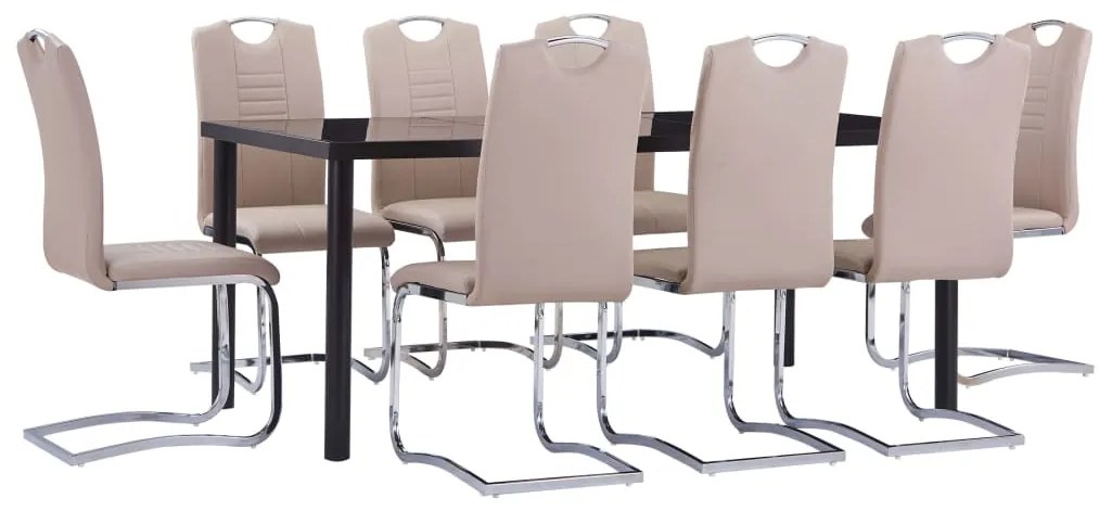 9 pcs conjunto de jantar couro artificial cappuccino