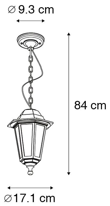 Candeeiro de suspensão para exterior preto - New Haven Clássico / Antigo,Country / Rústico