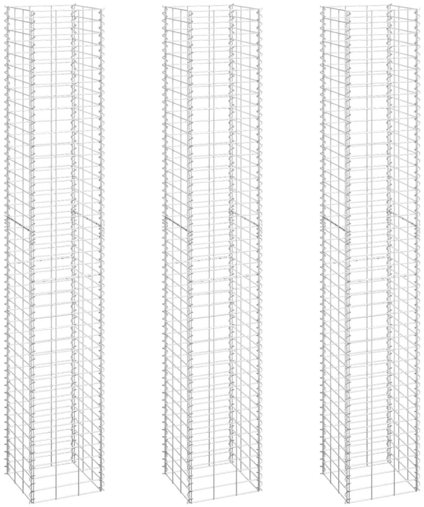 vidaXL Canteiro/gabião elevado 3 pcs 30x30x200 cm ferro