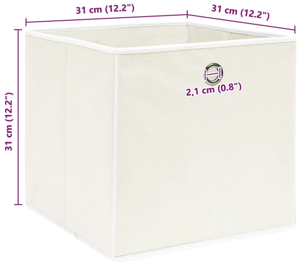 Caixas de arrumação 4 pcs 32x32x32 cm tecido branco