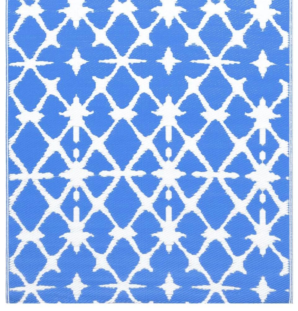 Tapete de exterior 120x180 cm PP azul e branco