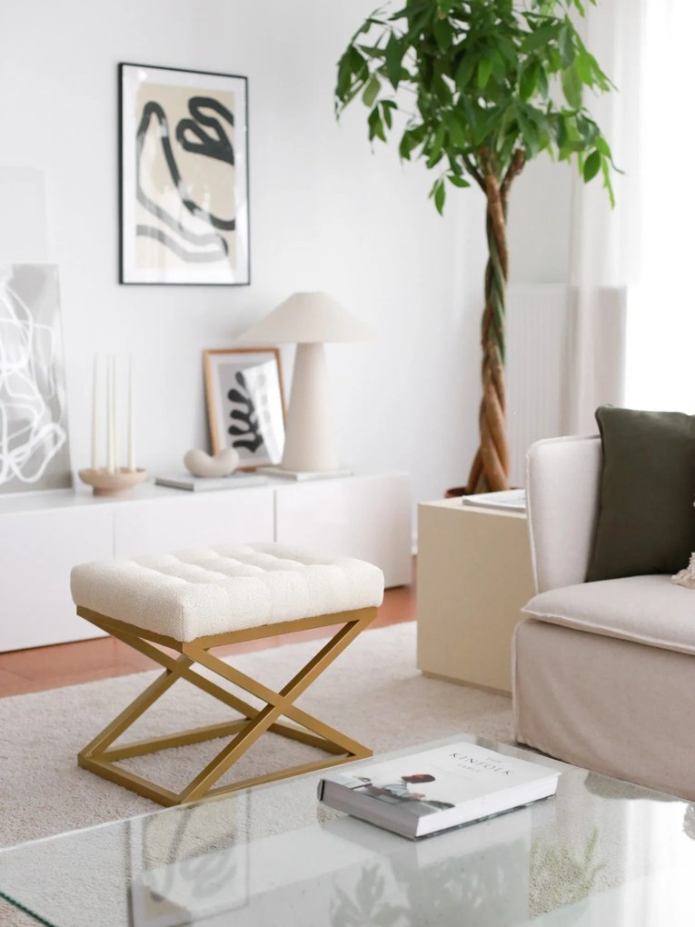 Pouffe Altin – Cream – 50 cm x 42 cm x 40 cm