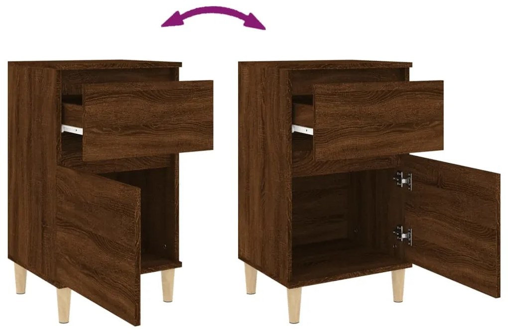 Mesa de cabeceira 40x35x70 cm cor carvalho castanho