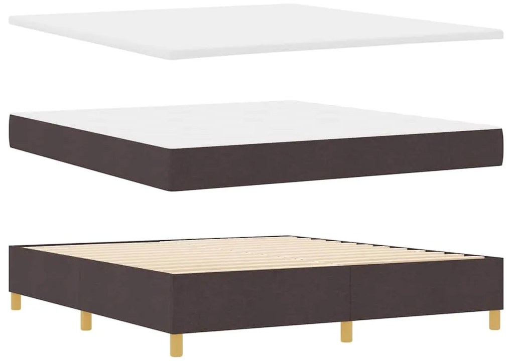 Cama Box Spring com Colchão Marrom Escuro Super King Tecido