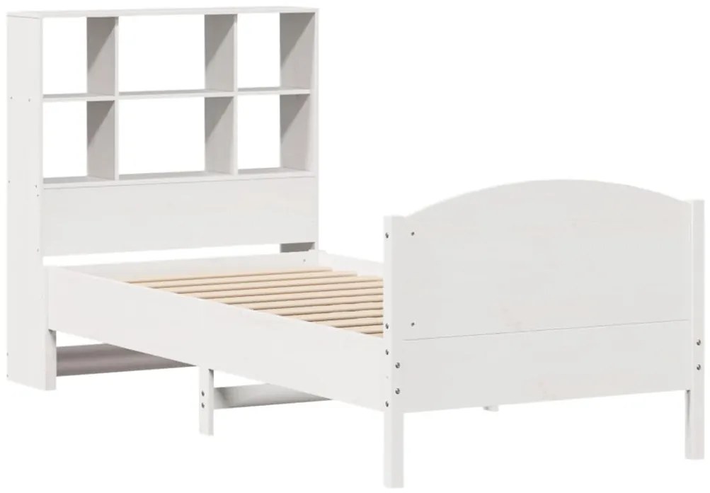 Cama com estante sem colchão 90x190 cm pinho maciço branco