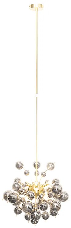 Candeeiro de suspensão design latão com vidro fumê 8 luzes - Explode Art Deco,Design