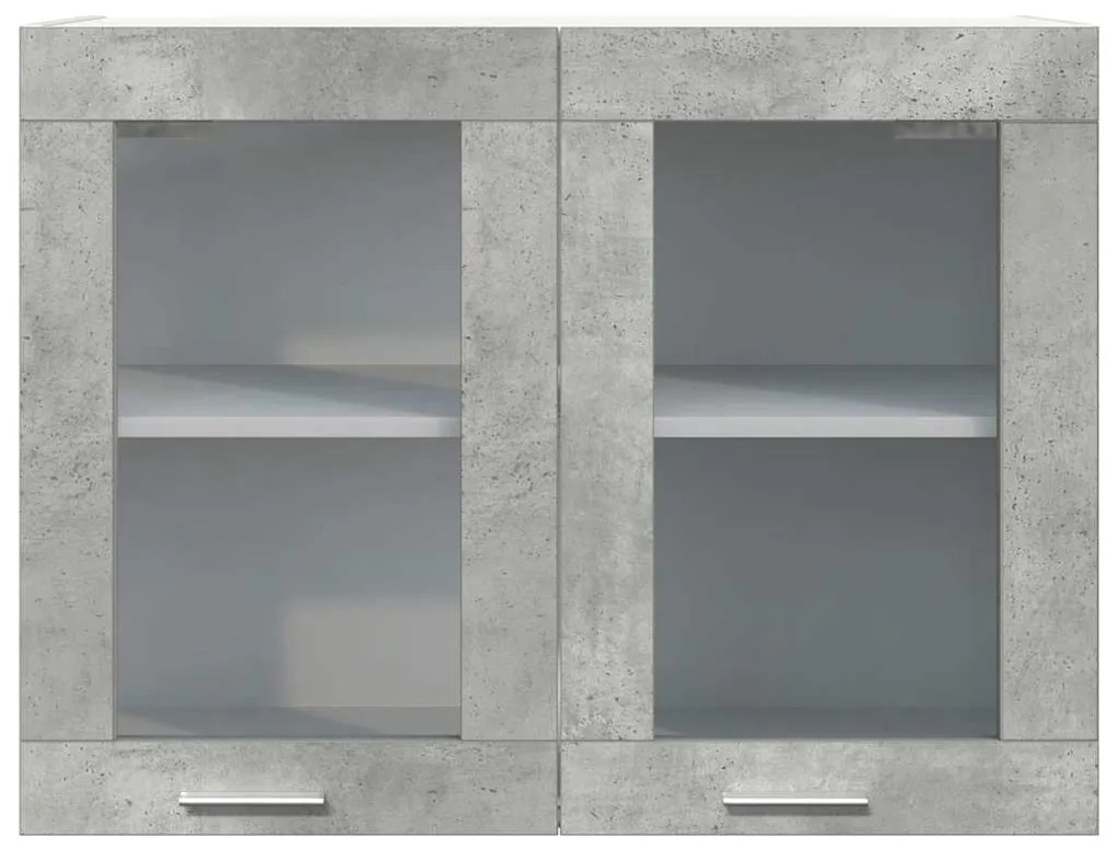 Armário de parede c/ vidro 80x31x60 cm cinzento cimento