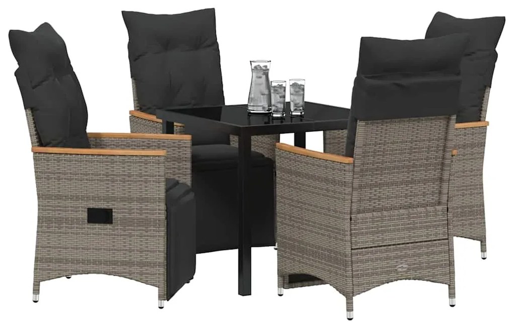 Conjunto de jantar de jardim com 5 peças e almofadas de rattan em poli