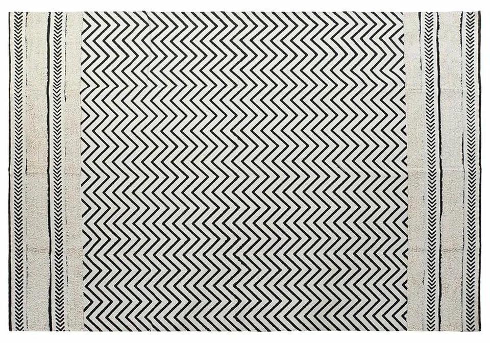 Tapete DKD Home Decor Preto Zig-zag Branco (120 x 180 x 0,7 cm)