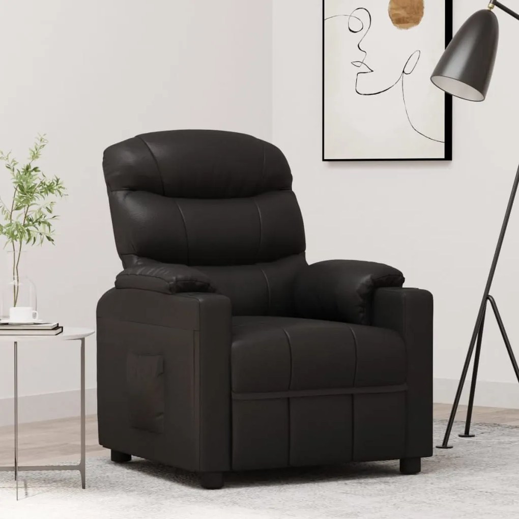 348056 vidaXL Poltrona reclinável couro artificial preto
