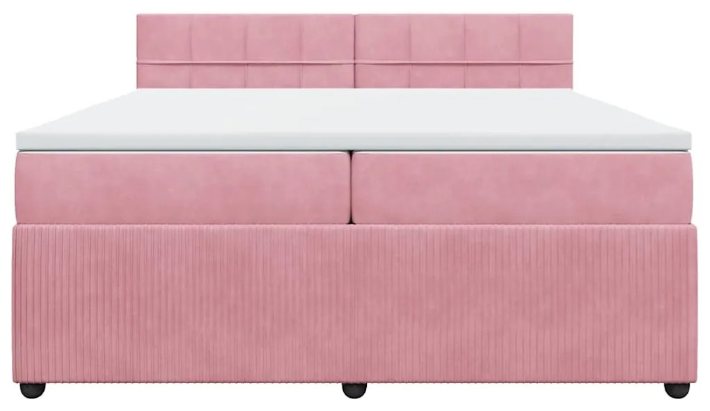 Cama com molas/colchão 200x200 cm veludo rosa