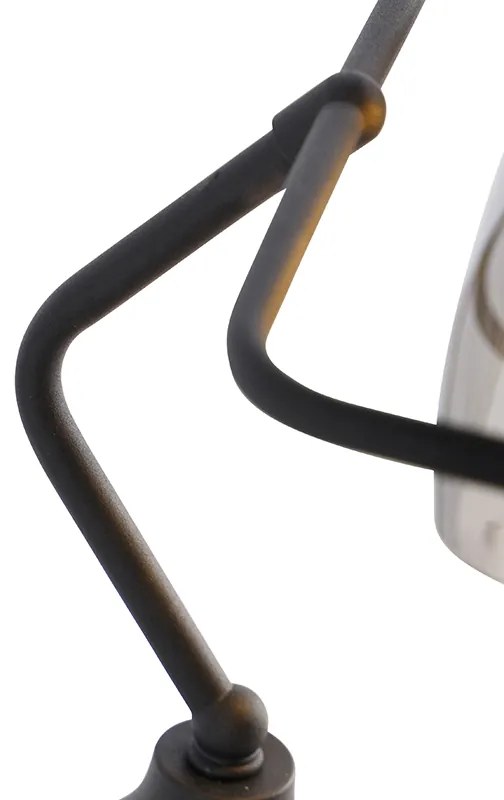 Candeeiro de escrivão clássico preto com vidro espelhado fumado - Banker