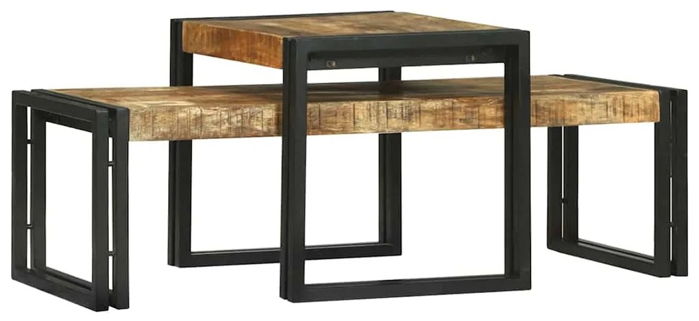Conjunto de Mesas de Café 2 Peças Madeira de Mangueira Maciça