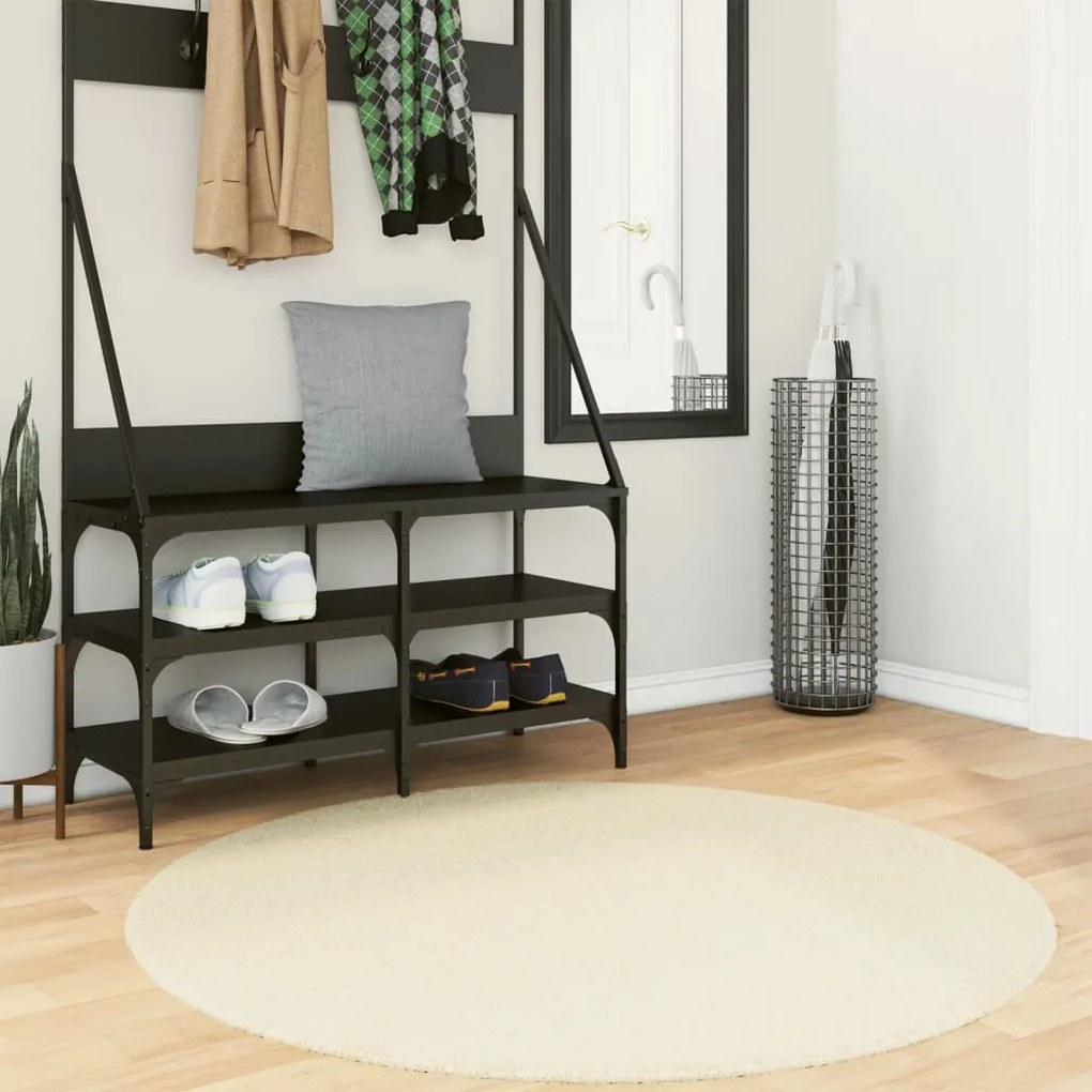 vidaXL Tapete pelo curto macio e lavável HUARTE Ø 120 cm cor creme