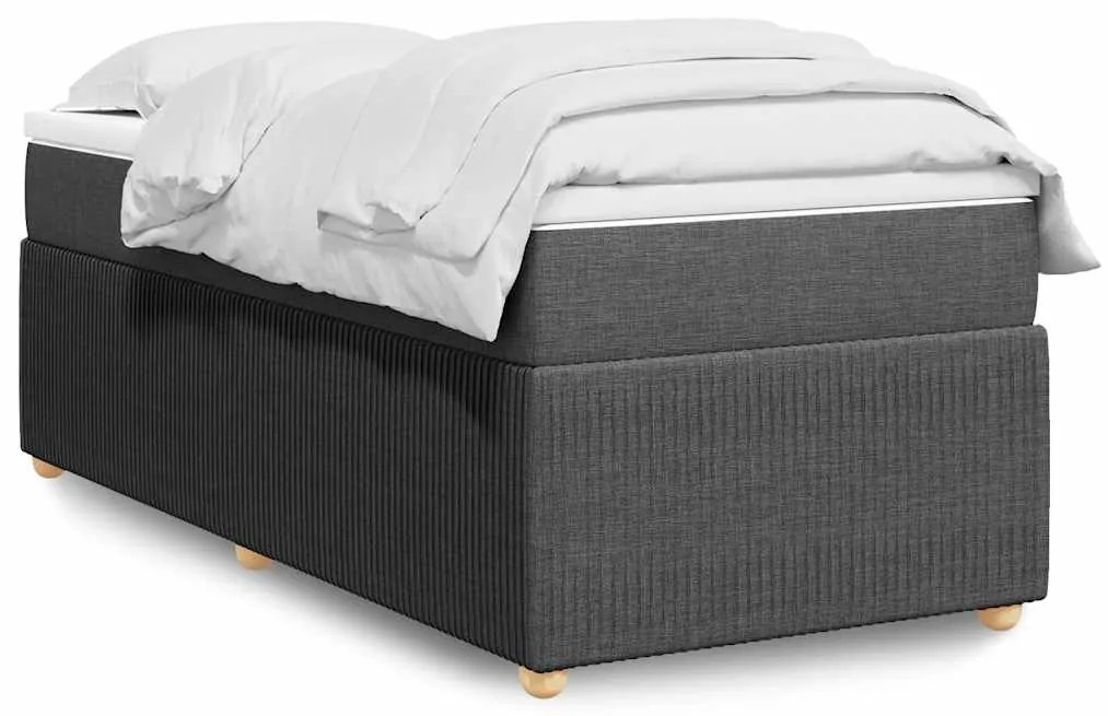 vidaXL Cama com molas/colchão 80x200 cm tecido cinzento-escuro