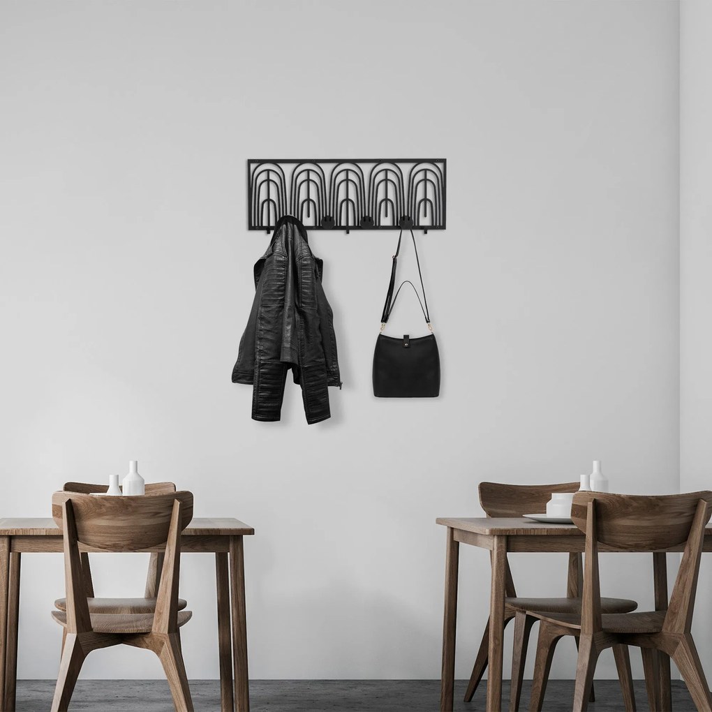 Gancho de Parede em Metal Dönence WSH-013 – Preto – 70 x 3 x 27 cm
