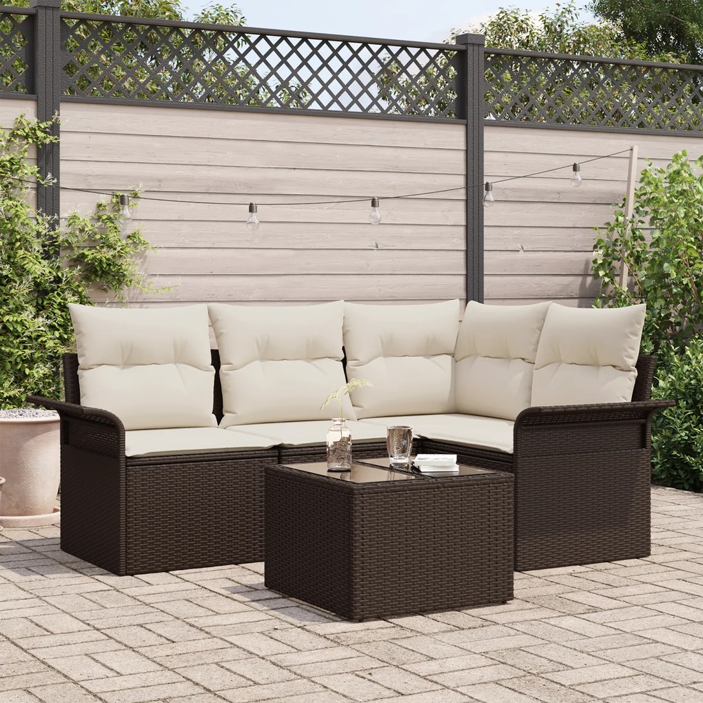 Conjunto de Sofás de Jardim vidaXL 4 Peças com Almofadas Cinza Rattan