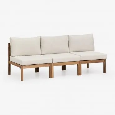 Sofá Modular De Jardim De 3 Peças Em Madeira De Acácia Branson Branco Gardênia - Castanho Acácia - Sklum