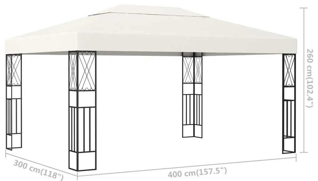 Gazebo 3x4 m tecido creme