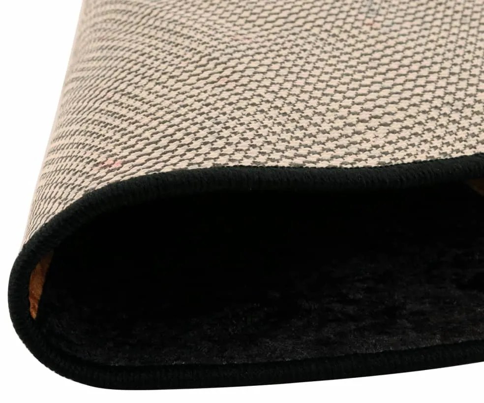 Tapete lavável antiderrapante Ø 120 cm preto e dourado