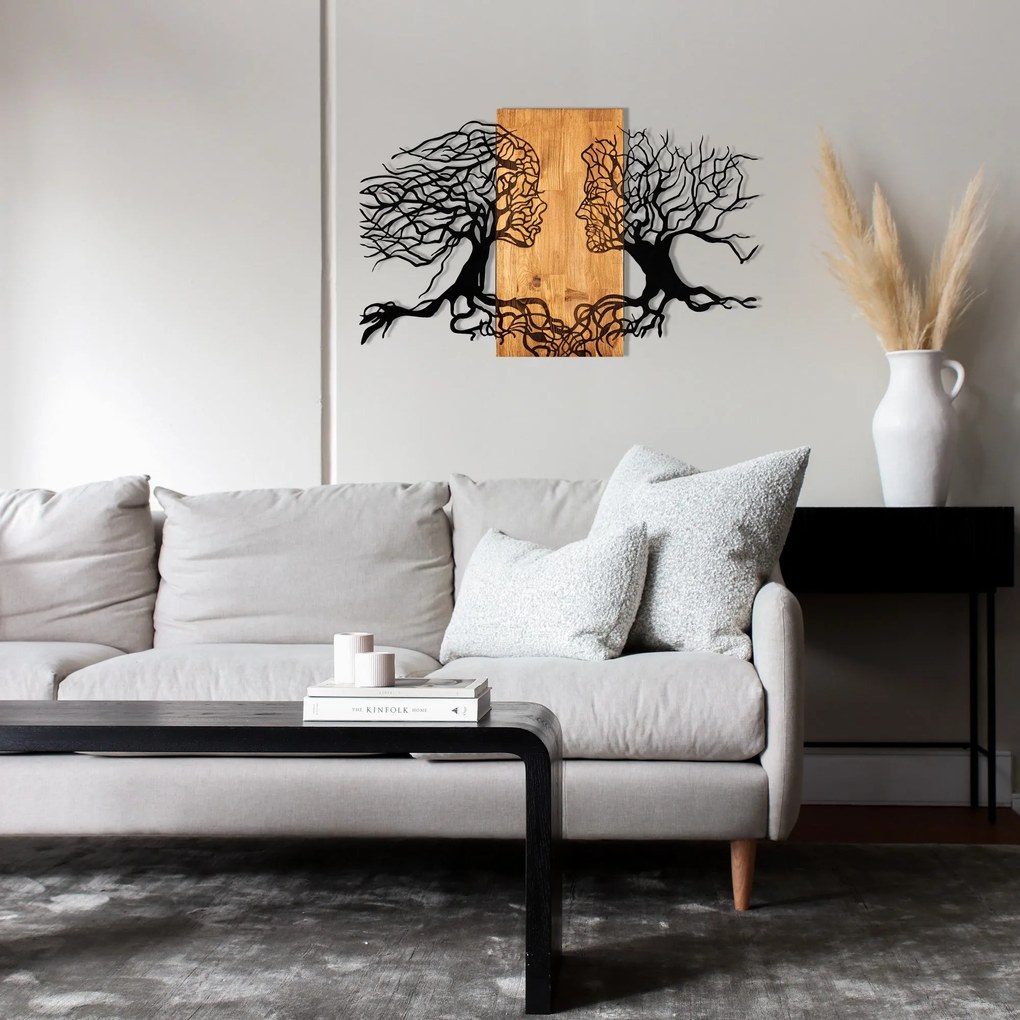 Acessório Decorativo de Parede Tutku – Preto e Nogueira – 92 x 58 cm
