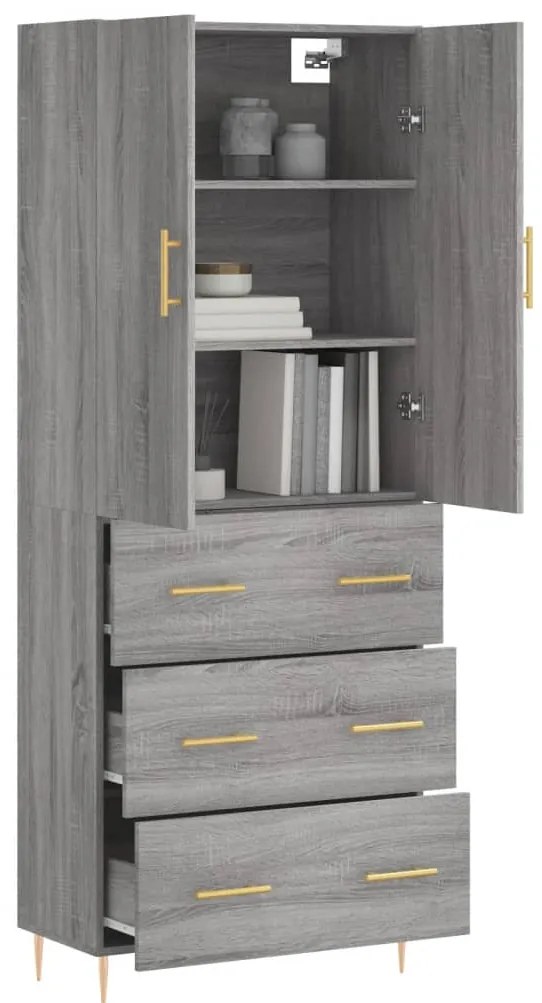 Armário alto 69,5x34x180 cm derivados de madeira sonoma cinza