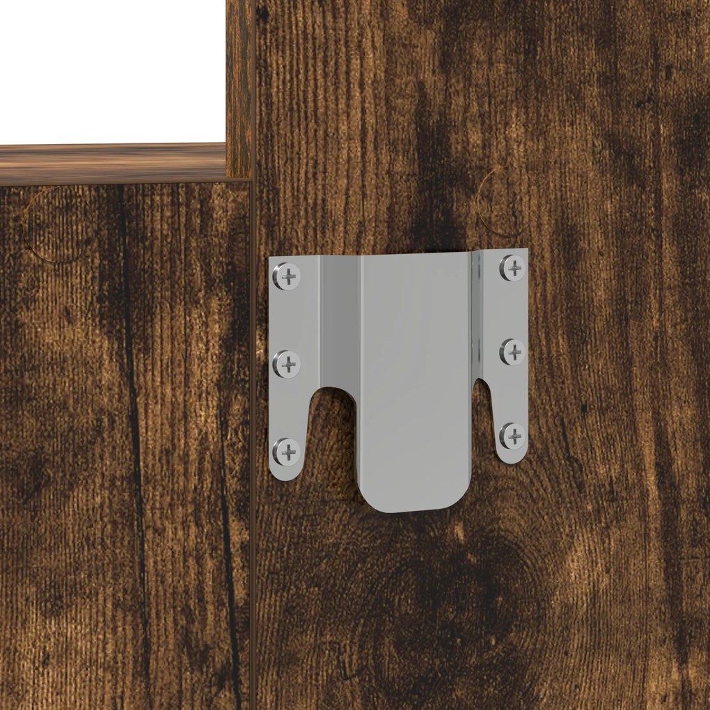 Mesa de Maquilhagem Suspensa com Luzes LED em Carvalho Fumado