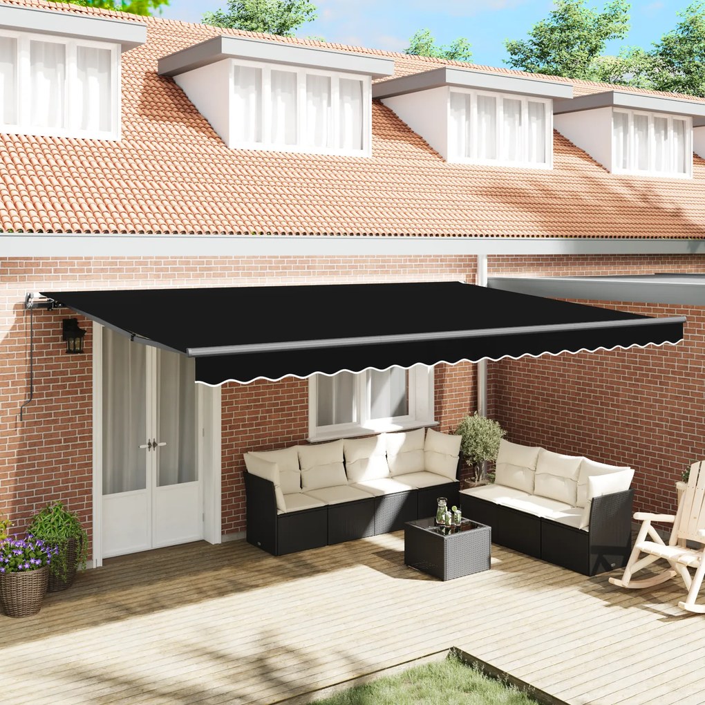 Toldo Retrátil Manual vidaXL Preto 500x300 cm