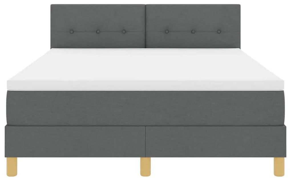Cama Box com Colchão e LED Cinza Escuro 140x190 cm Tecido