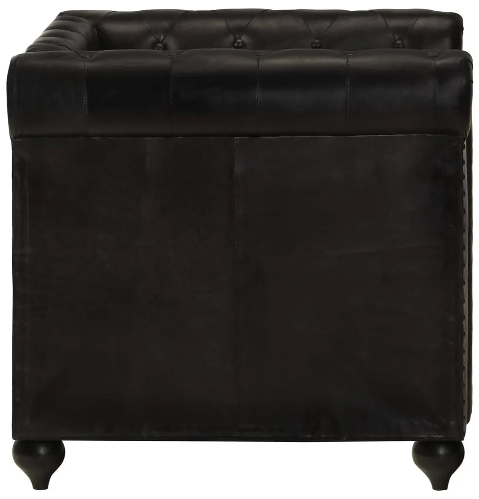 Poltrona chesterfield couro genuíno preto