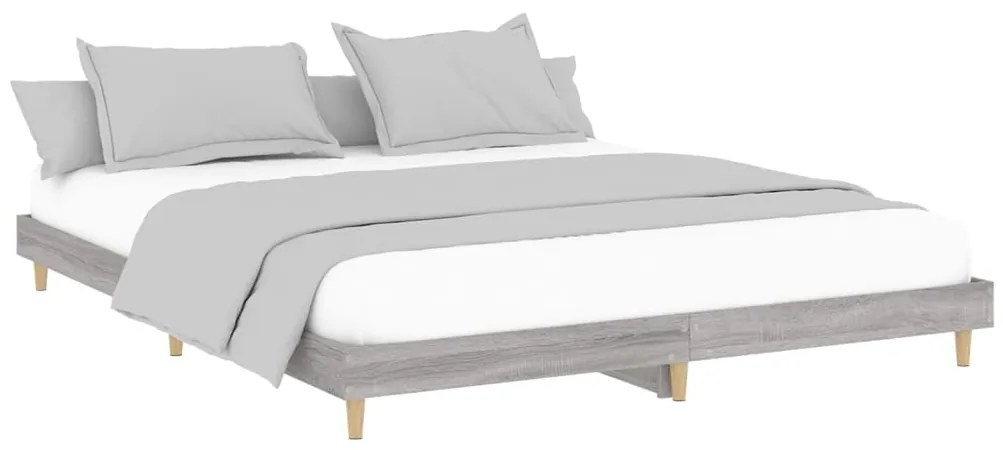 Estrutura de cama 200x200 cm derivados madeira cinzento sonoma