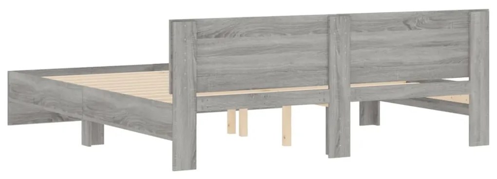 Estrutura cama com cabeceira 180x200 cm cinzento sonoma
