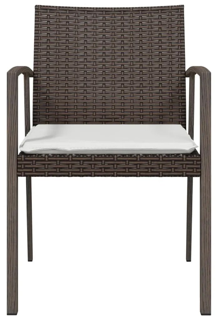 Cadeiras jardim + almofadões 6pcs 56,5x57x83cm vime PE castanho