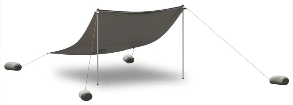 Toldo de praia com âncoras de areia 304x300 cm cinzento