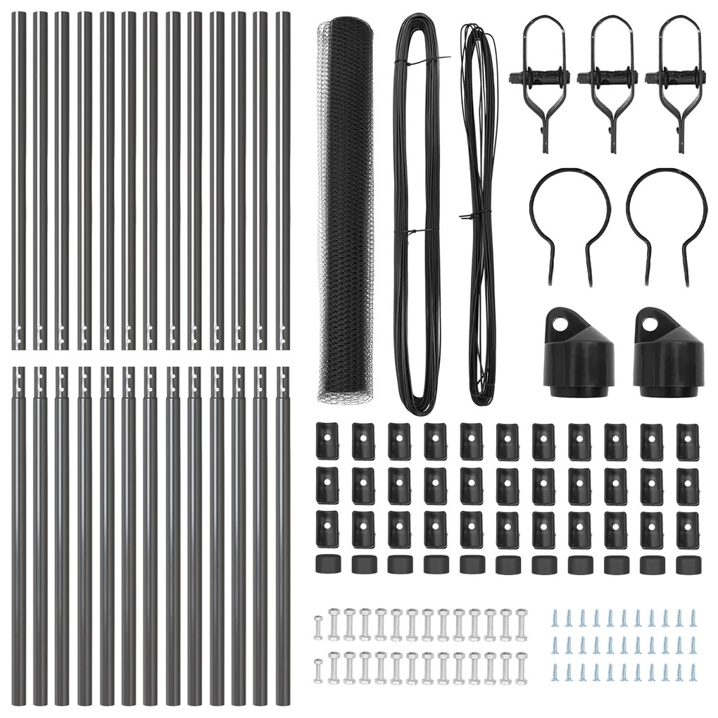 Conjunto de Cercas Conjunto de 2 Cinza Aço Galvanizado Grande