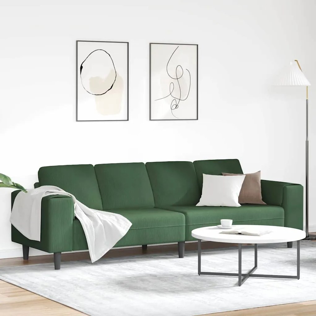 Sofá de Tecido Verde Escuro 208 cm Tecido de veludo côtelé