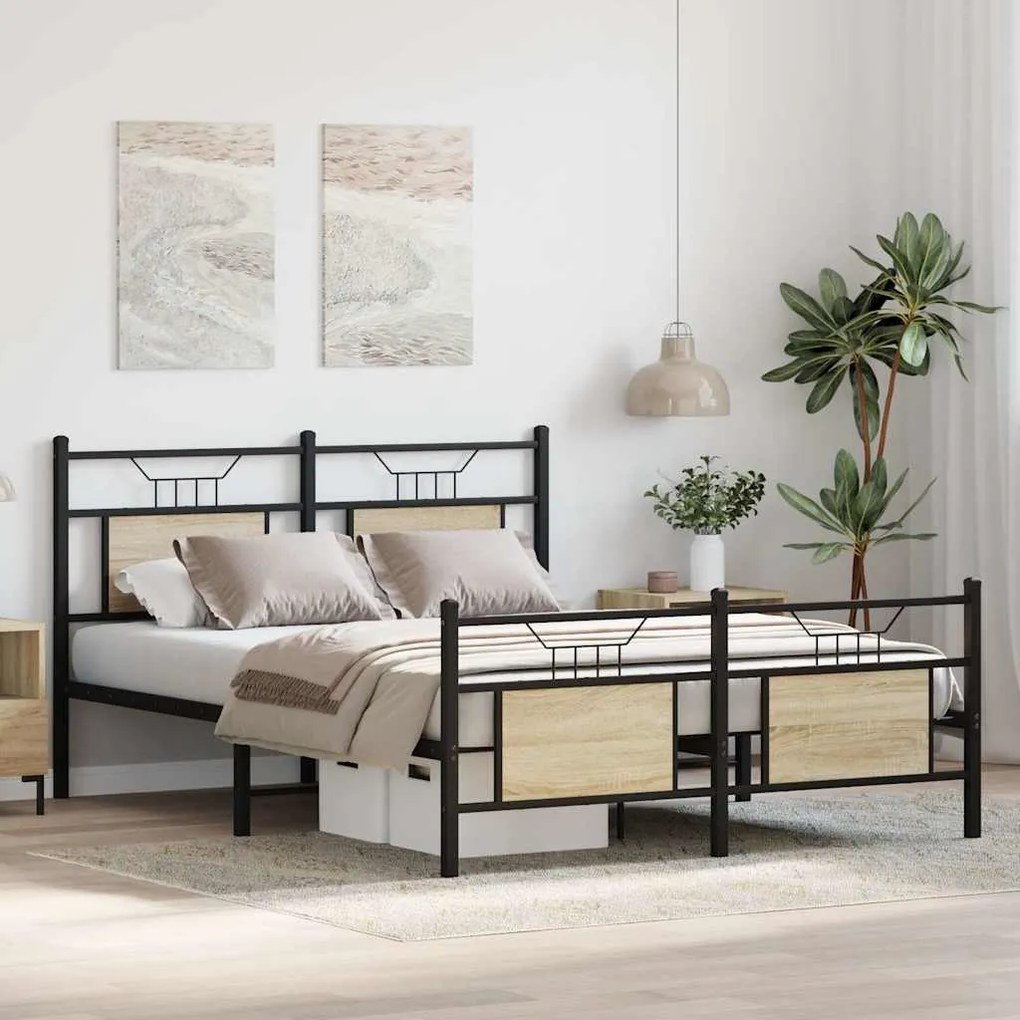 Estrutura cama s/ colchão derivados de madeira carvalho sonoma
