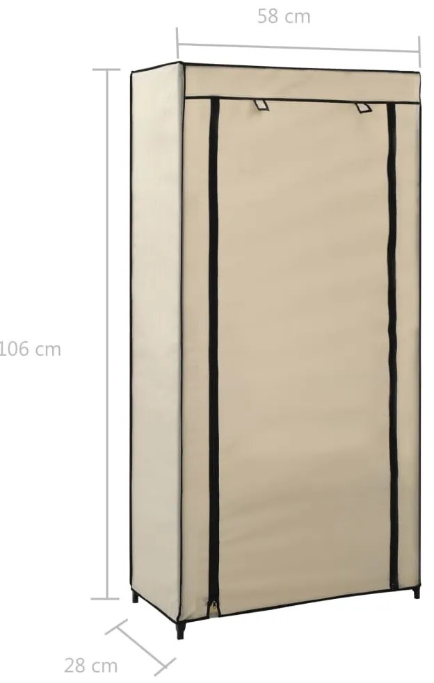 Sapateira com cobertura 58x28x106 cm tecido cor creme