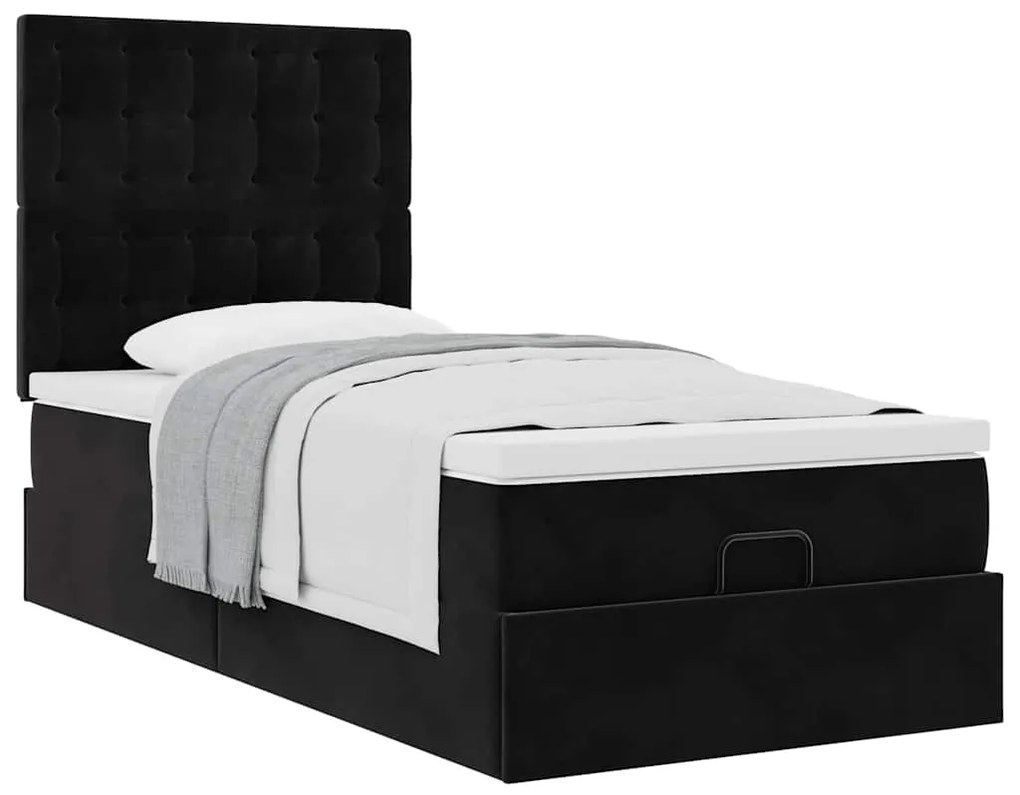 Estrutura de cama otomana vidaXL com colchões preto 100x200cm Veludo