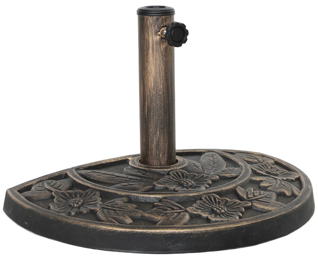 Base para Chapéu de Sol Semicircular Suporte para Chapéu de Sol com Enchimento de Cimento 9,5 kg 50x31,5x32 cm Bronze