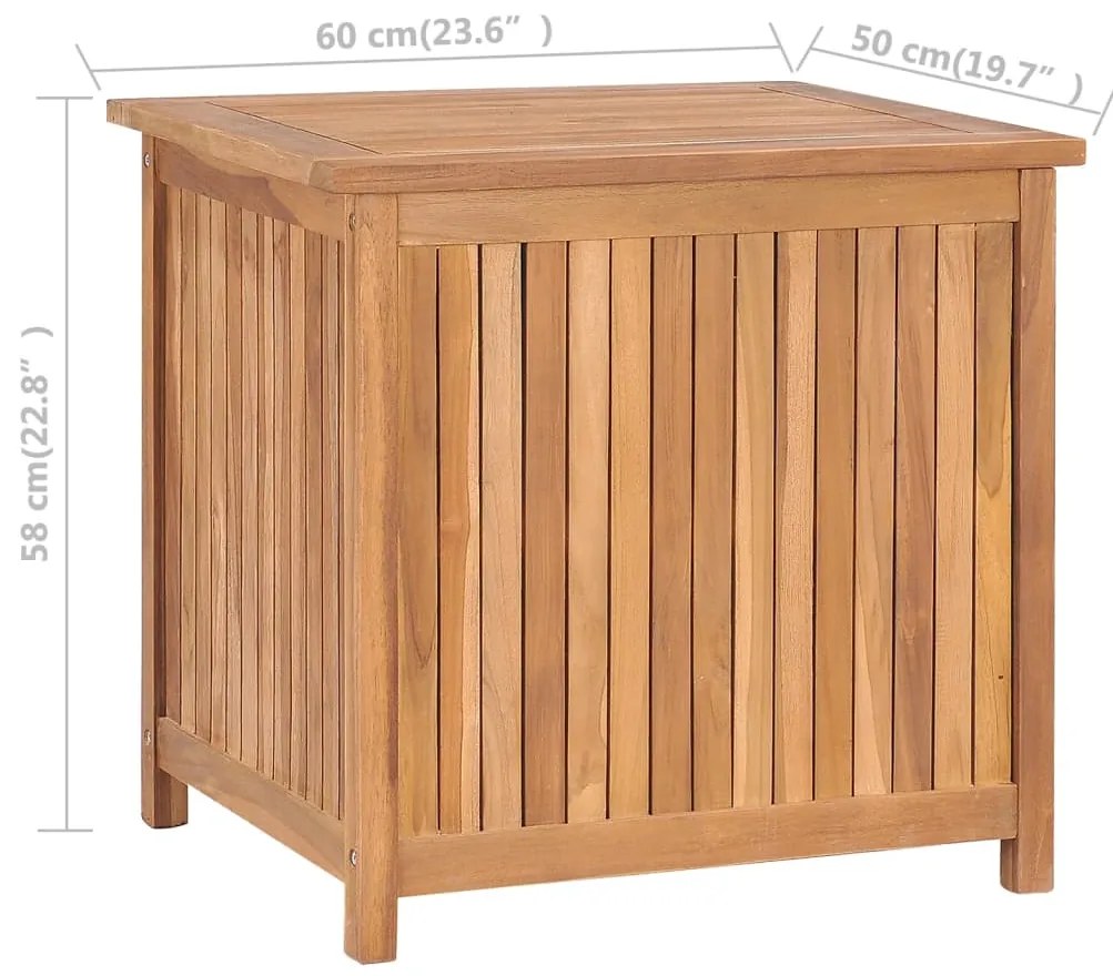 Caixa arrumação para jardim 60x50x58 cm madeira teca maciça