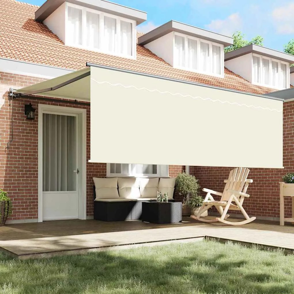 Toldo Retrátil Manual Creme 400 × 300 cm tecido