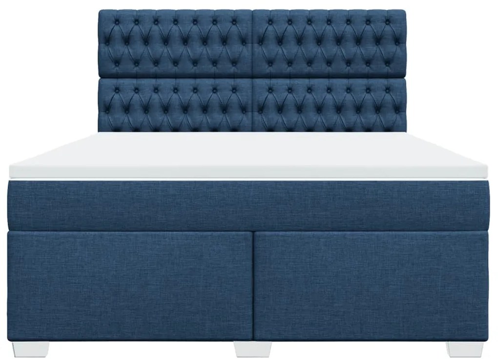 Cama com molas/colchão 180x200 cm tecido azul