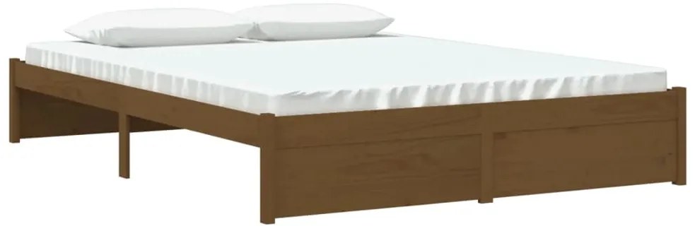 Estrutura cama king 150x200 cm madeira maciça castanho-mel
