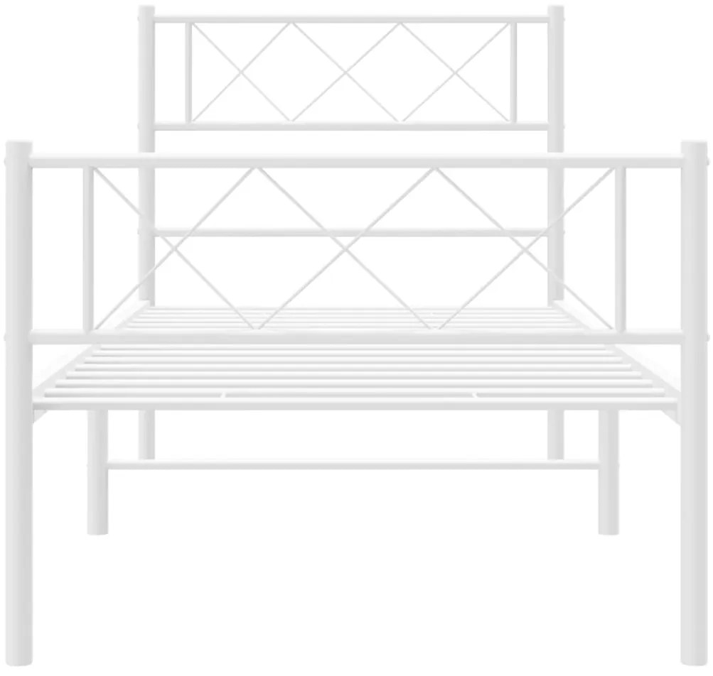 Estrutura de cama com cabeceira e pés 90x190 cm metal branco