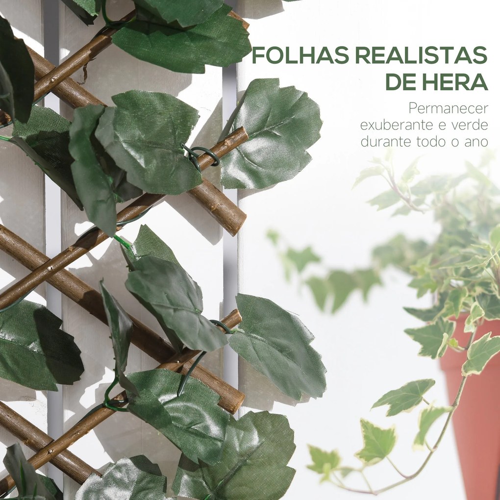 Vedação com Treliça Expansível de 2 Peças com Folhas Artificiais 295x7