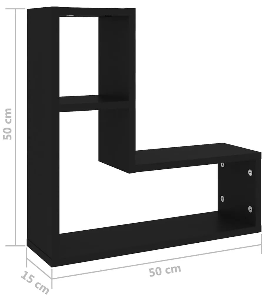 Estantes de parede 2 pcs 50x15x50 cm contraplacado preto