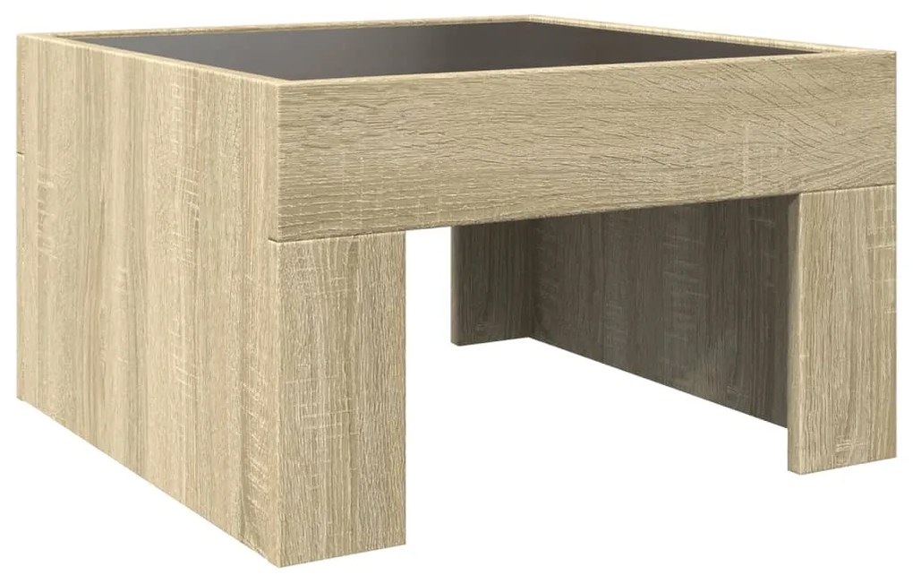 Mesa de centro luzes LED Infinity 50x50x30 cm carvalho sonoma