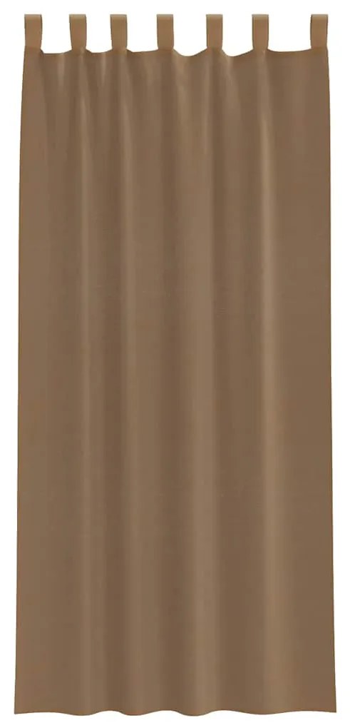Cortinas de voile com laços 2 pcs castanho-claro 140x245 cm