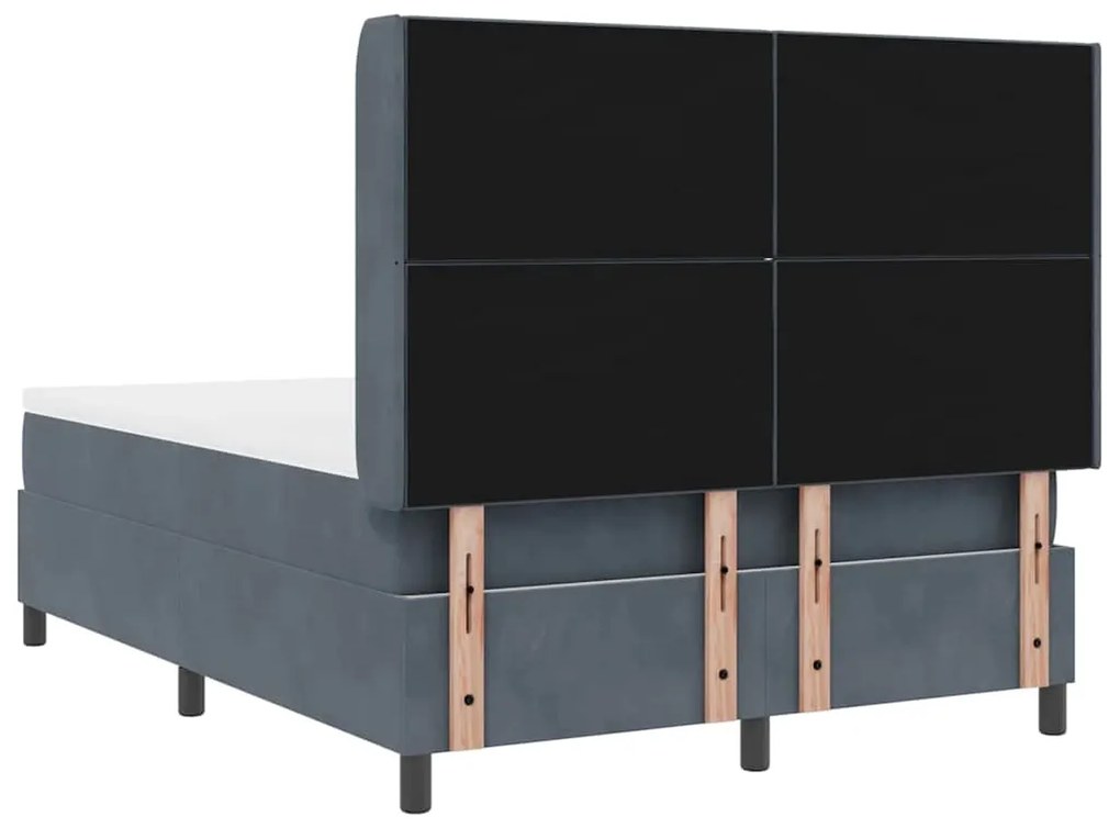 Cama Box Spring com Colchão Cinza Escuro 140x190 cm Veludo